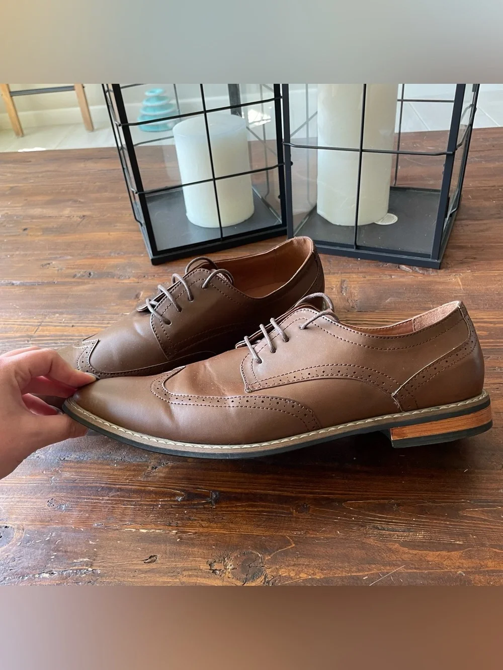 Men's Brown Wingtip Derby Shoes